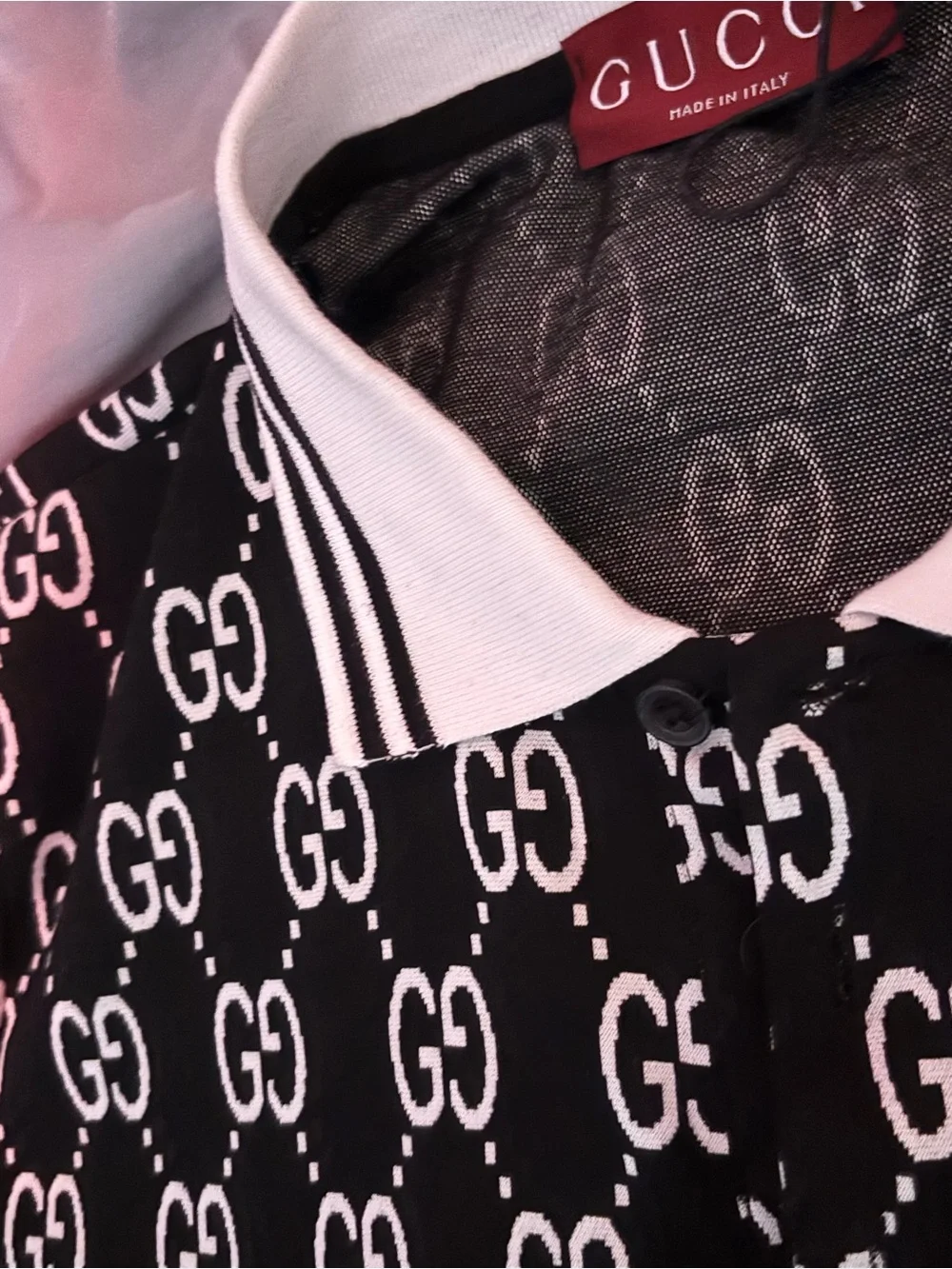 Gucci Black & White All-Over GG Polo